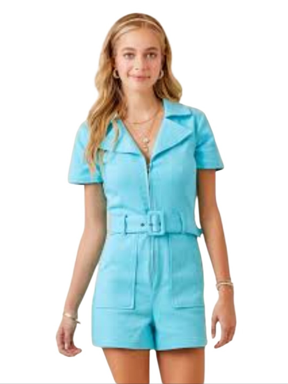 Women's Society Blue Denim Romper Sz Small